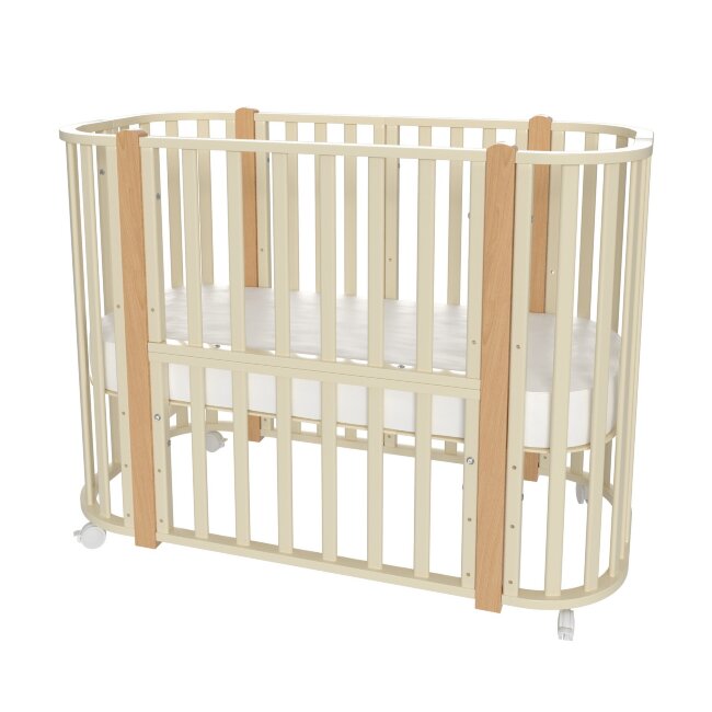 Кроватка MALIKA VERONA 4 в 1 слоновая кость, стойки бук Кроватка MALIKA VERONA 4 в 1 слоновая кость, стойки бук